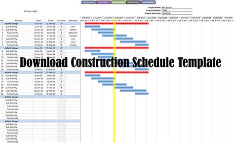 Download Construction Schedule Template - Project Schedule Template Download FREE ...