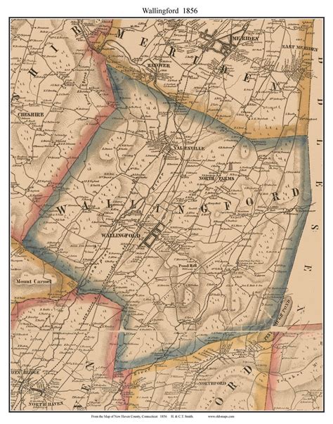 Wallingford 1856 Old Town Map With Homeowner Names Connecticut | Etsy