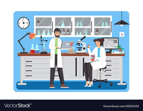 Science lab flat style design Royalty Free Vector Image