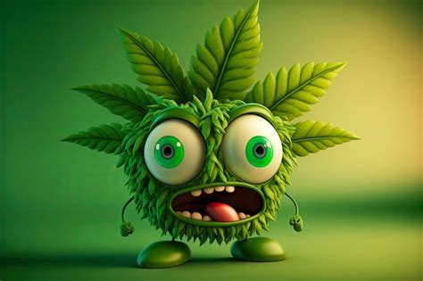 Premium Photo | Funny green cannabis leaf cartoon character with eyes ...