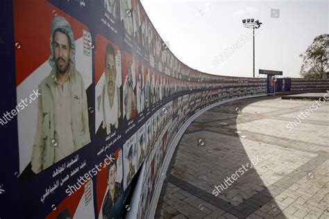 Banner Depicts Portraits Late Houthi Fighters Editorial Stock Photo ...