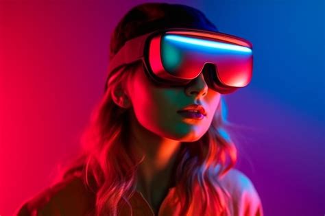 Premium AI Image | A woman wearing a virtual reality headset