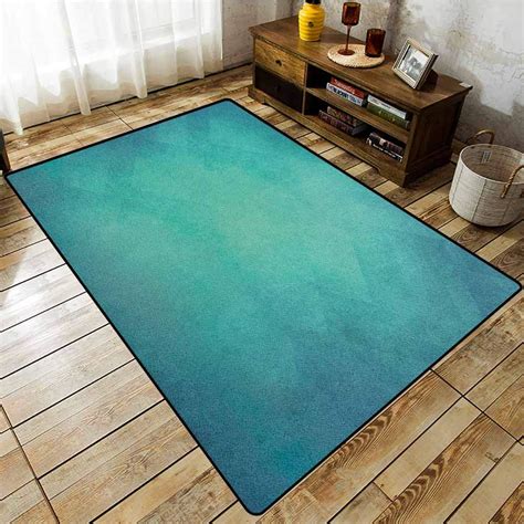 Non-Slip Rug,Teal,Retro Inspired Grunge Style Abstract Pattern Vintage Design Calming Color ...