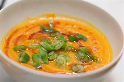 Carrot ginger soup | That is sesame oil as a garnish. | James Cohen ...