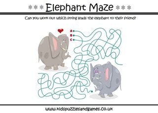 Elephant Water Hole Maze - Kids Puzzles and Games