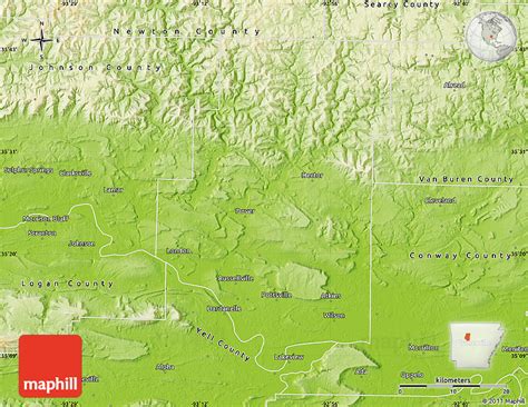 Physical Map of Pope County