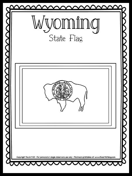 Wyoming State Flag Coloring Page {FREE Printable!} - The Art Kit