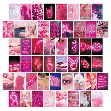 Buy 50pcs Wall Collage Kit Pink Aesthetic Pictures for Bedroom Decor - Aesthetic Room Decor for ...
