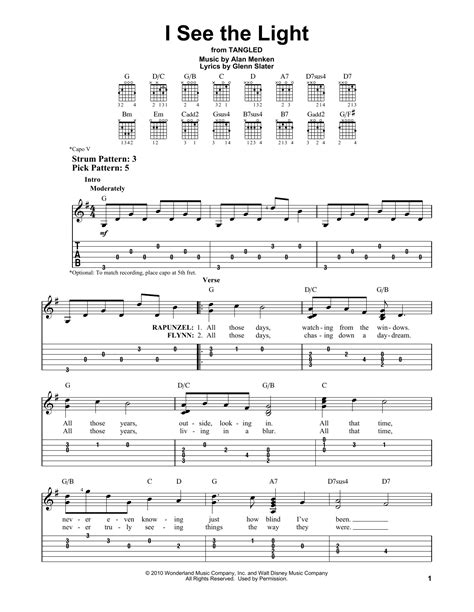 I See The Light by Alan Menken - Easy Guitar Tab - Guitar Instructor