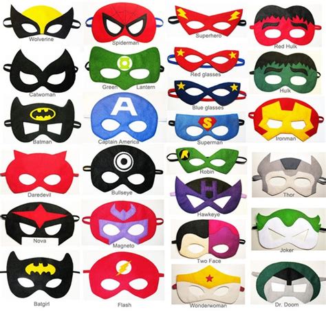 4 felt Superhero Masks party pack for kids YOU CHOOSE STYLES