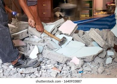 Construction Workers Using Hammer Break Walls Stock Photo 1640933887 ...