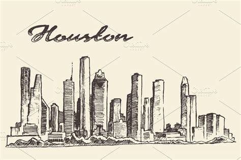 Houston skyline (USA) ~ Illustrations ~ Creative Market