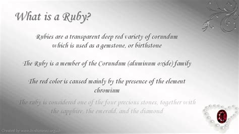 July Birthstone - Cancer: Ruby - YouTube