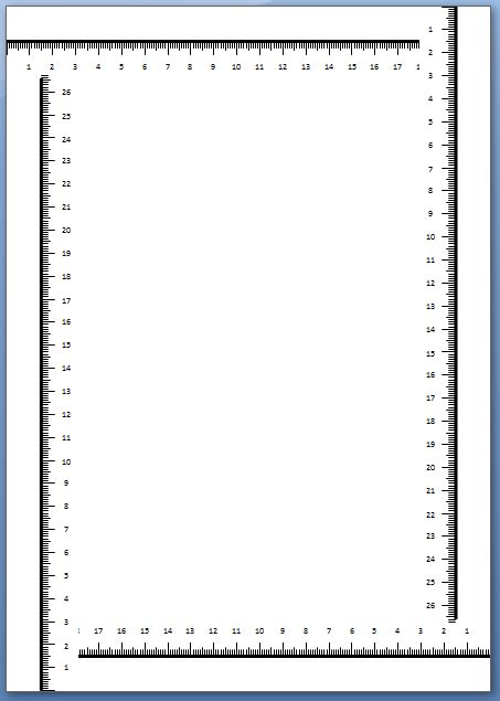 Researching Digital Data: Creating an a4 with rulers to test the output accuracy of a printer