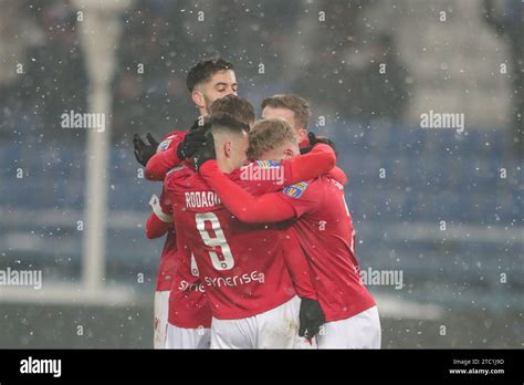 Krakow, Poland. 07th Dec, 2023. Players of Wisla Krakow celebrate after ...