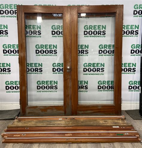 Hardwood Varnished French Doors | Green doors