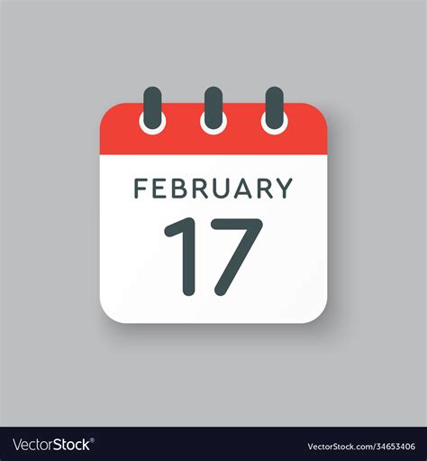 Icon day date 17 february template calendar page Vector Image