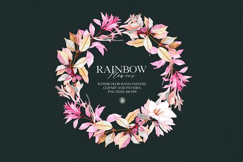 Rainbow Flowers - watercolor clipart and patterns on Behance