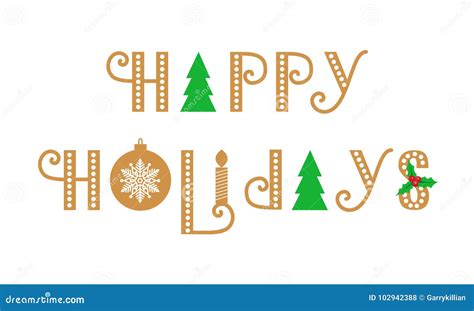 Vector Happy Holidays Text. Calligraphic Lettering Design Card Template ...