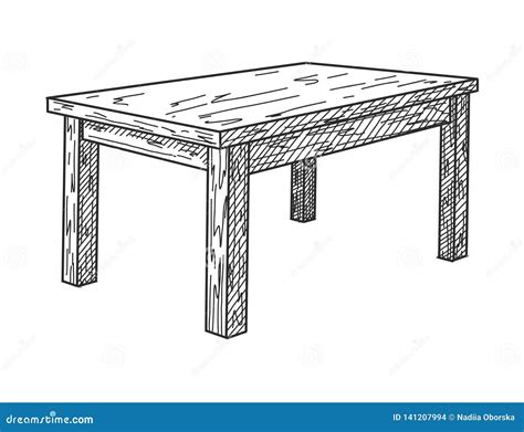 Realistic Sketch of the Table in Perspective. Vector Stock Illustration - Illustration of draft ...