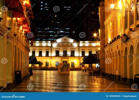 Senado Square Heritage Building at Night, Macau, China Editorial Image - Image of night ...