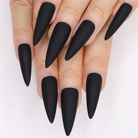 Matte Black Stiletto Nails