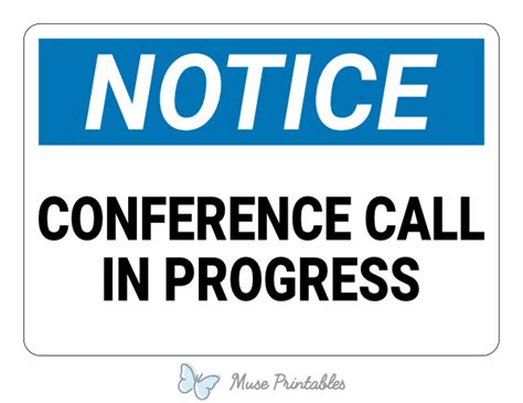 Printable Conference Call In Progress Notice Sign