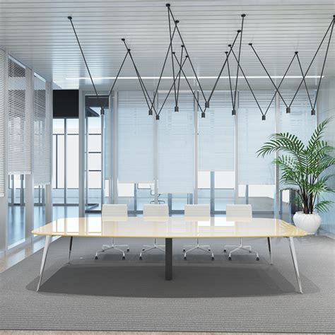 Modern Oval Tempered Glass Top Conference Table - XINDA CLOVER