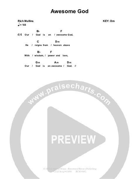 Awesome God Chords PDF (Dennis Prince / Nolene Prince) - PraiseCharts