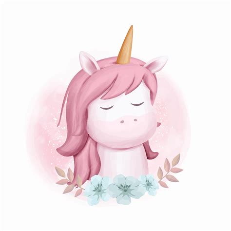 Premium Vector | Unicorn portrait baby watercolor illustration