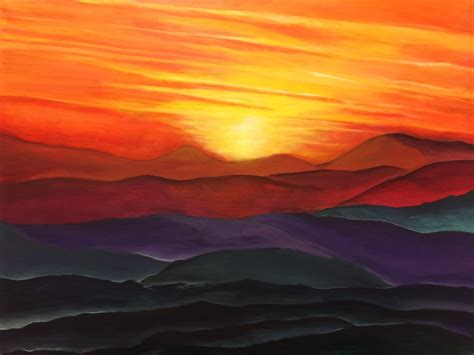 Sunrise #해돋이#Acrylic painting by Noory Jeon | Sunrise painting, Chakra ...