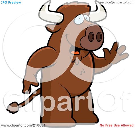 Royalty-Free (RF) Clipart Illustration of a Friendly Buffalo Standing And Waving by Cory Thoman ...