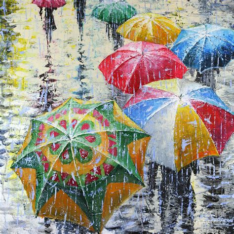 Umbrellas Painting by Stanislav Sidorov