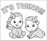 Twins Coloring Twin Babies Sketch Page sketch template