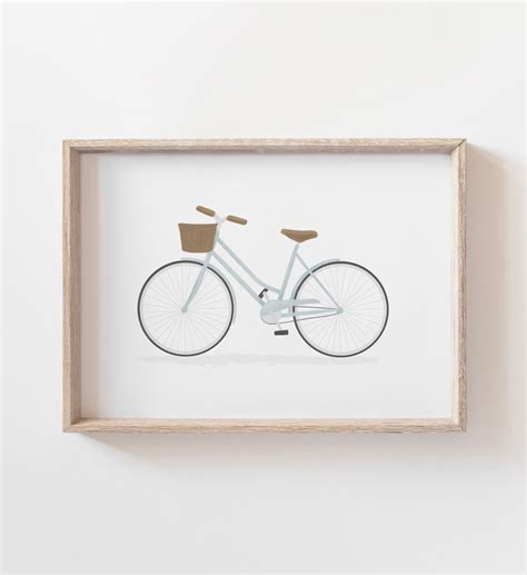 Blue Bicycle Print Printable Vintage Bicycle Wall Art Beach - Etsy