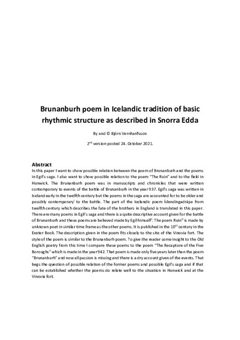 (PDF) Brunanburh poem in Icelandic tradition of basic rhythmic structure as described in Snorra ...