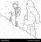 Cartoon Drawing Of mountaineer Or alpinist Vector Image sketch template