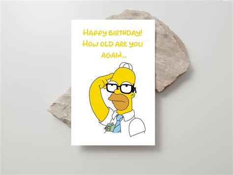 Homer Simpson Printable Greeting Card Simpsons Happy Birthday - Etsy