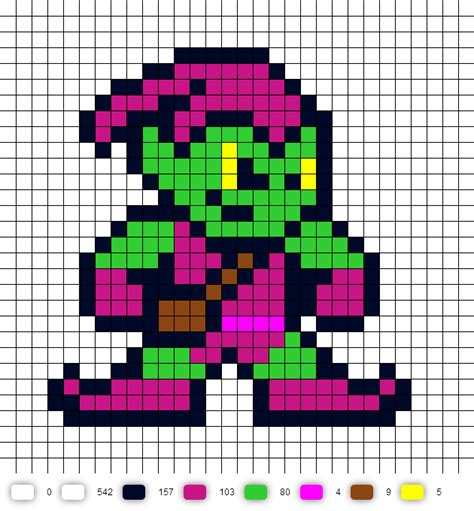 Green Goblin Perler Bead Pattern | Perler bead art, Perler patterns, Pixel art templates