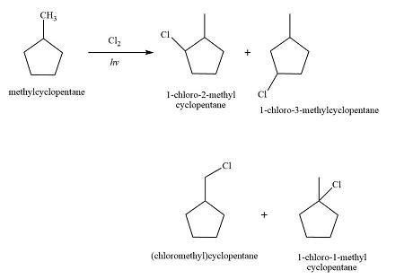 How many monochlorination products could be obtained from the radical chlorination of methyl ...