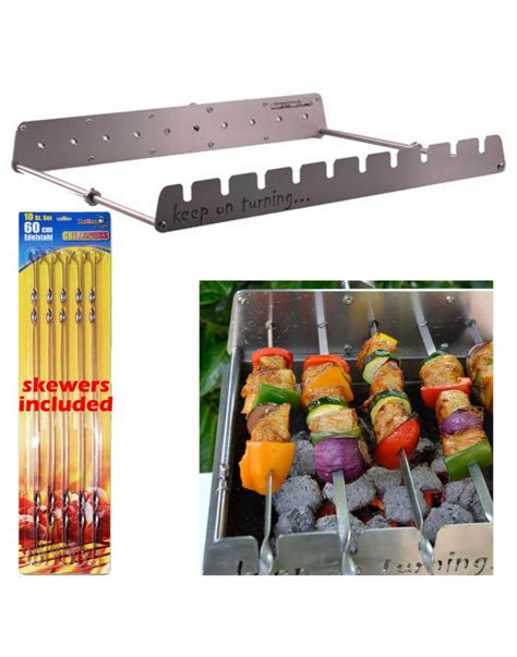 10 Skewer Rotisserie Rack Grill Automatic Rotating Motor ...