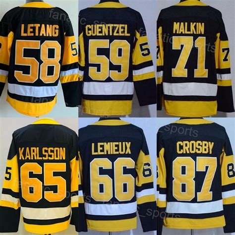 Ice Hockey Reverse Retro 58 Kris Letang Jersey Man 66 Lemieux 87 Sidney Crosby 71 Evgeni Malkin ...