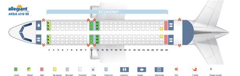 Seat map Airbus A319-100 Allegiant Air. Best seats in the plane