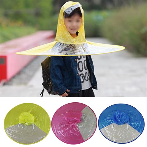 Kids Raincoat Umbrella Headwear Hat Cap Foldable Outdoor Fishing Golf Child Adult Rain Coat ...