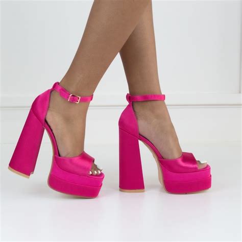 Micola 14.5Cm Platform Heel Funky One Band Ankle Strap Sandal Fuschia 8 ...