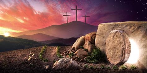 Buy Leowefowa 20x10ft Resurrection of Jesus Easter Backdrop Sunrise Shabby Grave Stone Door ...