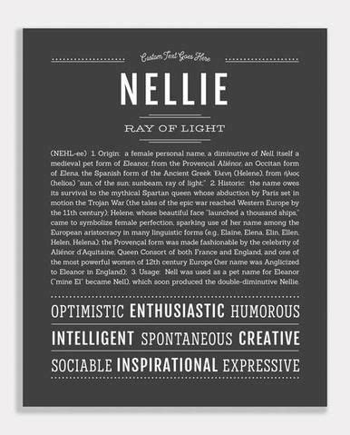 Nellie | Name Art Print | Names, How to memorize things, Descriptive words