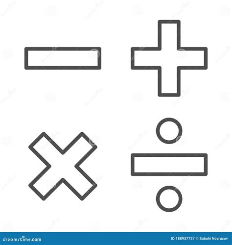 Add, Subtract, Divide, Multiply Symbols Thin Line, Education Concept ...