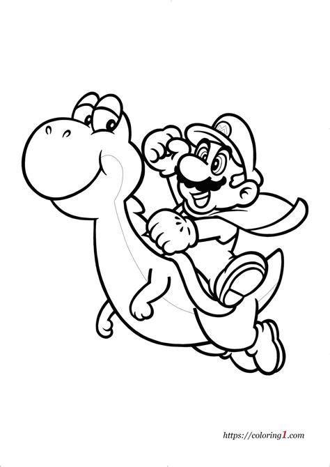 Mario and Yoshi Coloring Pages - 2 Free Coloring Sheets (2021)