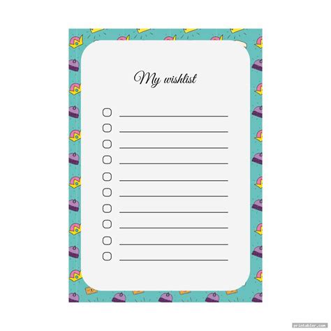 Birthday Wish List Printable